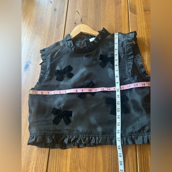 Mable Black Sheer Bow-Accent Top - Picture 9 of 13